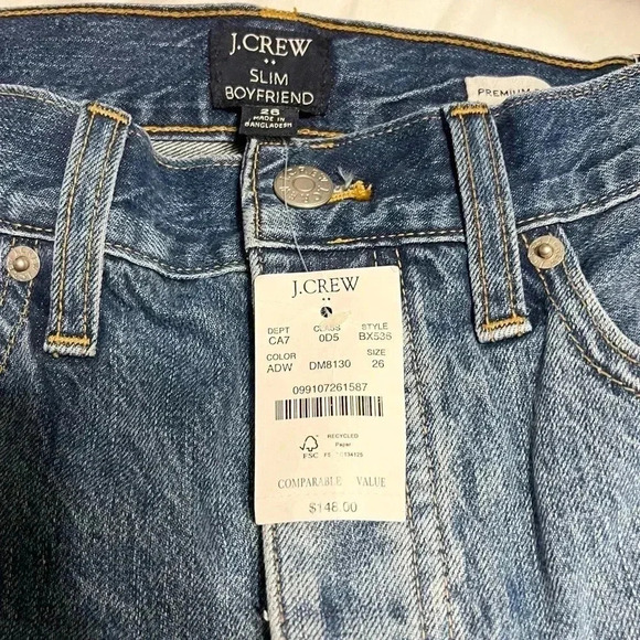 J Crew Jeans Slim Boyfriend Premium Denim Patch Floral Cropped NWT Size 26 - Picture 6 of 9